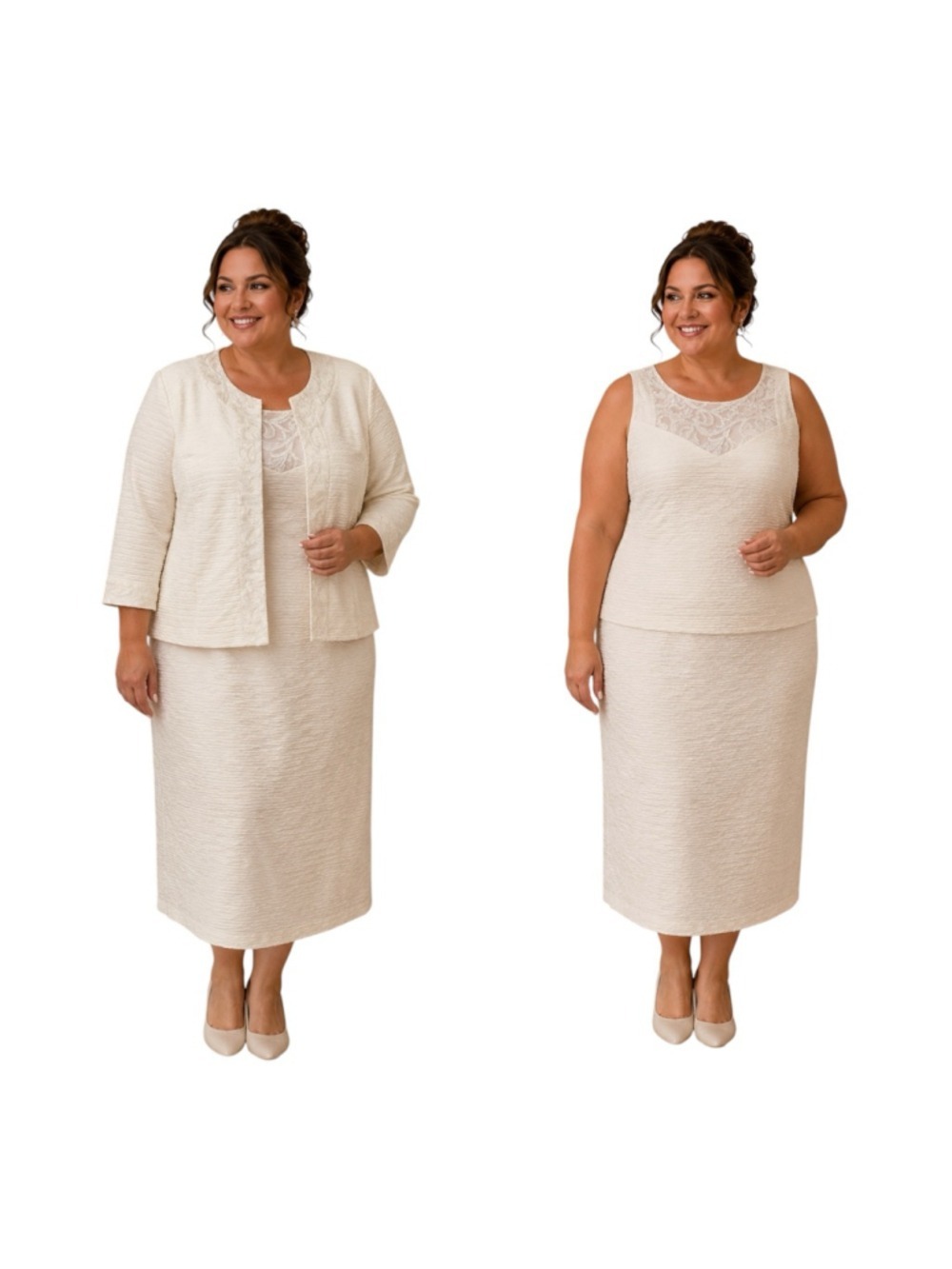 Maya Brooke Plus Size 20W White Jacket Dress Set NWT